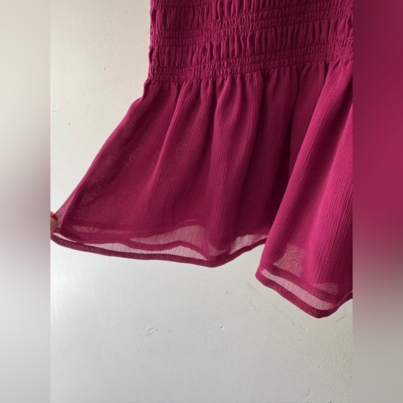 Torrid Fuchsia Pink Peplum Chiffon Smocked Top - Picture 4 of 6